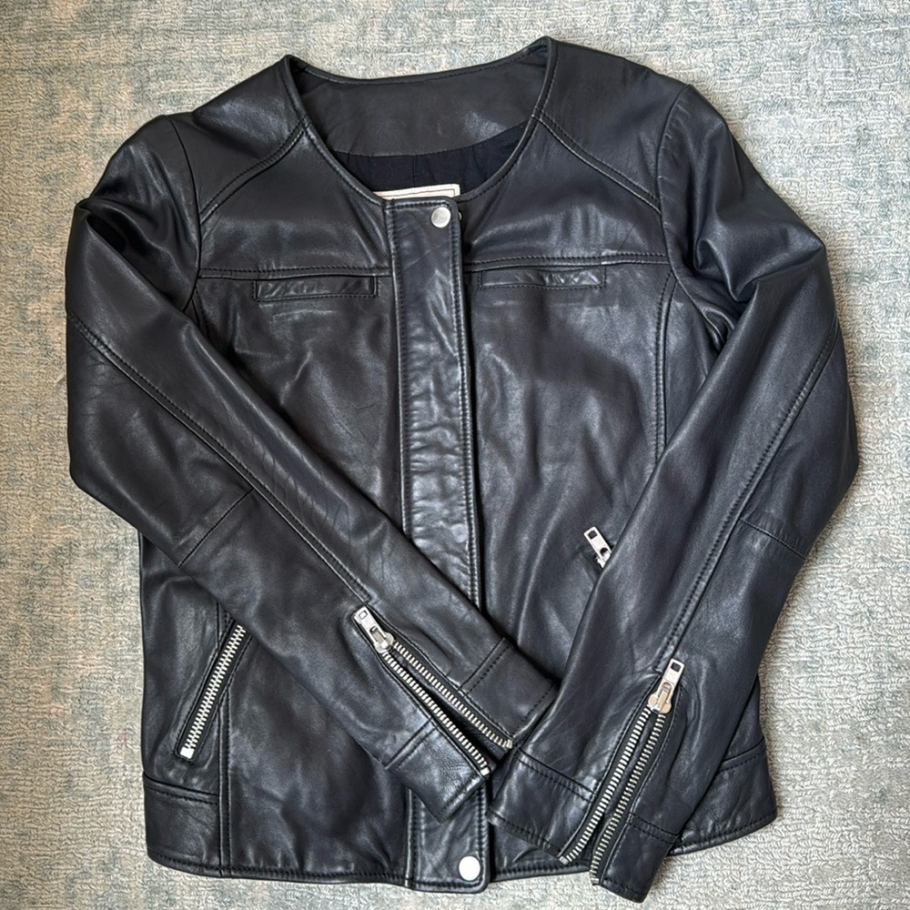 Lucky Brand Black Leather Jacket size small NWT